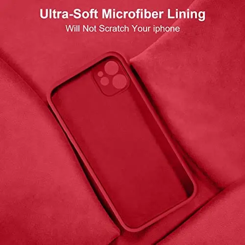 Vooii Compatible with iPhone 11 Case, Upgraded Liquid Silicone with [Flat Edges] [Camera Protection] [Soft Anti-Scratch Microfiber Lining] Phone Case for iPhone 11 6.1 inch - Red 