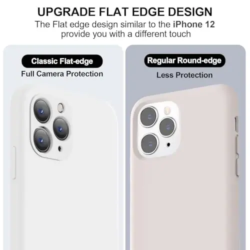 Vooii iPhone 11 Pro g'ilofi bilan mos keladi, [Yassi qirralar] [Kamera himoyasi] [Yumshoq tirnalishga qarshi mikrofiber astar] bilan yangilangan suyuq silikon iPhone 11 Pro 5,8 dyuym uchun telefon g'ilofi - Oq - 3