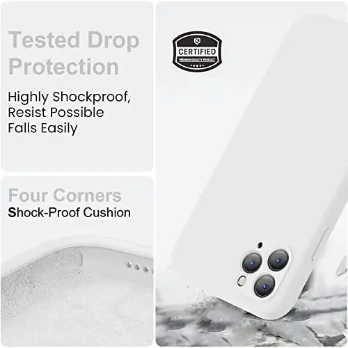 Vooii iPhone 11 Pro g'ilofi bilan mos keladi, [Yassi qirralar] [Kamera himoyasi] [Yumshoq tirnalishga qarshi mikrofiber astar] bilan yangilangan suyuq silikon iPhone 11 Pro 5,8 dyuym uchun telefon g'ilofi - Oq - 5