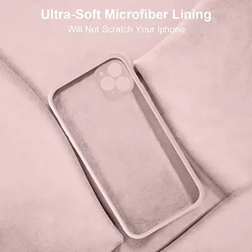 Vooii iPhone 11 Pro g'ilofi bilan mos keladi, [Yassi qirralar] [Kamera himoyasi] [Yumshoq tirnalishga qarshi mikrofiber astar] bilan yangilangan suyuq silikon - Sand Pushti - 6