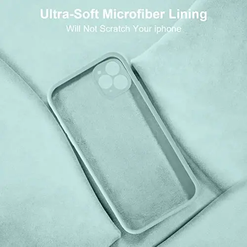 Vooii iPhone 11 Pro g‘ilofi bilan mos, [Yassi qirralar] [Kamera himoyasi] [Yumshoq tirnalishga qarshi mikrofiber qoplama] bilan yangilangan suyuq silikon, iPhone 11 Pro 5.8 dyuym uchun telefon g‘ilofi - yalpiz - 6