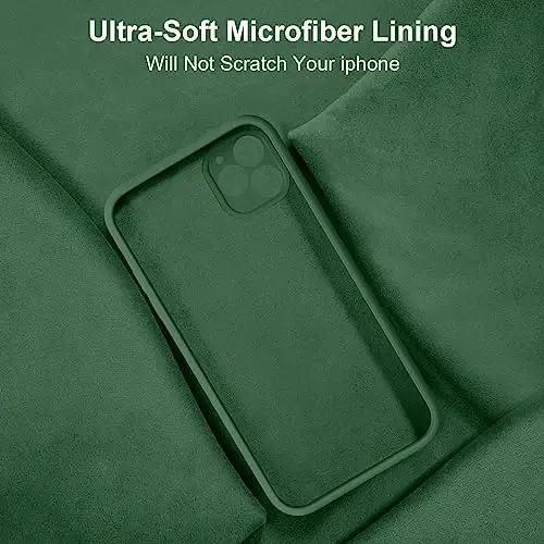 Vooii Compatible with iPhone 11 Pro Case, Upgraded Liquid Silicone with [Flat Edges] [Camera Protection] [Soft Anti-Scratch Microfiber Lining] Phone Case for iPhone 11 Pro 5.8 inch - Green 