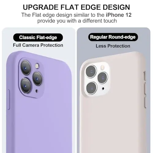 Vooii Compatible with iPhone 11 Pro Case, Upgraded Liquid Silicone with [Flat Edges] [Camera Protection] [Soft Anti-Scratch Microfiber Lining] Phone Case for iPhone 11 Pro 5.8 inch - Light Purple - 3