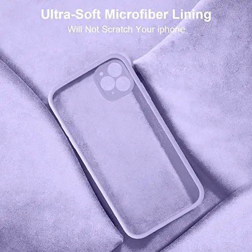 Vooii Compatible with iPhone 11 Pro Case, Upgraded Liquid Silicone with [Flat Edges] [Camera Protection] [Soft Anti-Scratch Microfiber Lining] Phone Case for iPhone 11 Pro 5.8 inch - Light Purple - 6