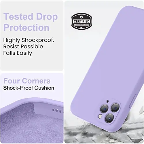 Vooii Compatible with iPhone 11 Pro Case, Upgraded Liquid Silicone with [Flat Edges] [Camera Protection] [Soft Anti-Scratch Microfiber Lining] Phone Case for iPhone 11 Pro 5.8 inch - Light Purple - 5
