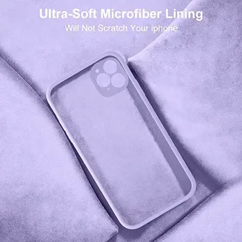Vooii Compatible with iPhone 11 Pro Case, Upgraded Liquid Silicone with [Flat Edges] [Camera Protection] [Soft Anti-Scratch Microfiber Lining] Phone Case for iPhone 11 Pro 5.8 inch - Light Purple - 6