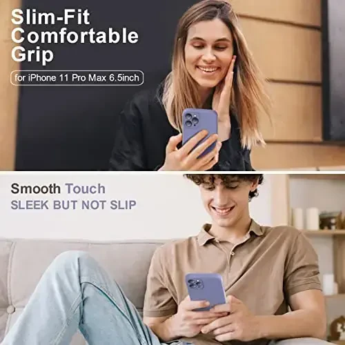 Vooii iPhone 11 Pro Max bilan mos keladi, yangilangan suyuq silikon, [Yassi qirralar] [Kamera himoyasi] [Yumshoq tirnalishga qarshi mikrofiber astar] iPhone 11 Pro Max uchun telefon qutisi - Lavanda kulrang - 2