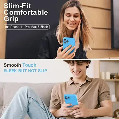 Vooii iPhone 11 Pro Max bilan mos keladi, [Yassi qirralar] [Kamera himoyasi] [Yumshoq tirnalishga qarshi mikrofiber astar] bilan yangilangan suyuq silikon iPhone 11 Pro Max uchun telefon qutisi - Moviy - 2