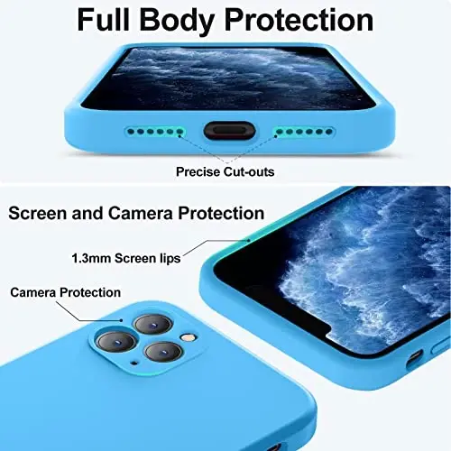 Vooii iPhone 11 Pro Max bilan mos keladi, [Yassi qirralar] [Kamera himoyasi] [Yumshoq tirnalishga qarshi mikrofiber astar] bilan yangilangan suyuq silikon iPhone 11 Pro Max uchun telefon qutisi - Moviy - 4