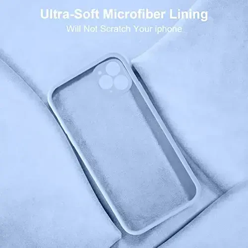 Vooii iPhone 11 Pro Max Case bilan mos keladi, [Yassi qirralar] [Kamera himoyasi] [Yumshoq tirnalishga qarshi mikrofiber astar] bilan yangilangan suyuq silikon, iPhone 11 Pro Max uchun telefon qutisi - och ko'k - 6