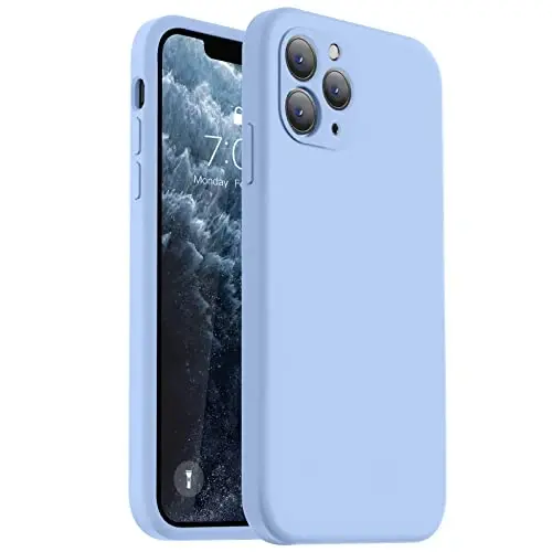 Vooii iPhone 11 Pro Max Case bilan mos keladi, [Yassi qirralar] [Kamera himoyasi] [Yumshoq tirnalishga qarshi mikrofiber astar] bilan yangilangan suyuq silikon, iPhone 11 Pro Max uchun telefon qutisi - och ko'k - VOOII