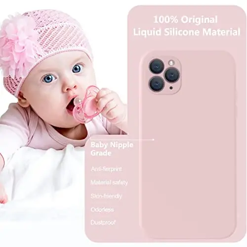 Vooii iPhone 11 Pro Max Case bilan mos, [Yassi qirralar] [Kamera himoyasi] [Yumshoq tirnalishga qarshi mikrofiber astar] bilan yangilangan suyuq silikon, iPhone 11 Pro Max uchun telefon qutisi - Sand Pink - 6