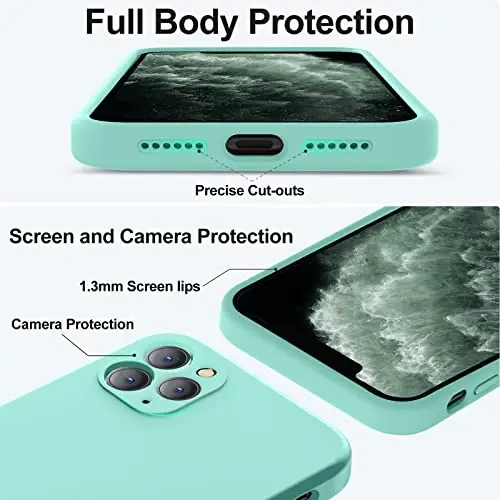 Vooii iPhone 11 Pro Max g‘ilofi bilan mos keladi, [Yassi qirralar] [Kamera himoyasi] [Yumshoq tirnalishga qarshi mikrofiber astar] bilan yangilangan suyuq silikon, iPhone 11 Pro Max uchun telefon g‘ilofi - Dengiz ko‘ki - 4