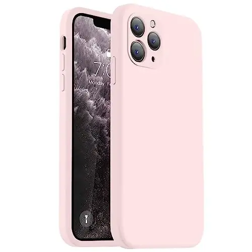 Vooii iPhone 11 Pro Max g‘ilofi bilan mos, [Yassi qirralar] [Kamera himoyasi] [Yumshoq tirnalishga qarshi mikrofiber astar] bilan yangilangan suyuq silikon, iPhone 11 Pro Max uchun telefon g‘ilofi - Chalk Pink 
