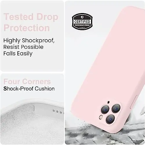 Vooii iPhone 11 Pro Max g‘ilofi bilan mos, [Yassi qirralar] [Kamera himoyasi] [Yumshoq tirnalishga qarshi mikrofiber astar] bilan yangilangan suyuq silikon, iPhone 11 Pro Max uchun telefon g‘ilofi - Chalk Pink - 5
