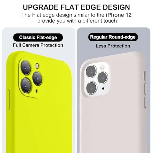 Vooii Compatible with iPhone 11 Pro Max Case, Upgraded Liquid Silicone with [Flat Edges] [Camera Protection] [Soft Anti-Scratch Microfiber Lining] Phone Case for iPhone 11 Pro Max - Neon Lemon - 3