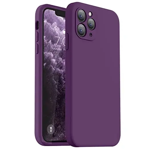 Vooii Compatible with iPhone 11 Pro Max Case, Upgraded Liquid Silicone with [Flat Edges] [Camera Protection] [Soft Anti-Scratch Microfiber Lining] Phone Case for iPhone 11 Pro Max - Grape - 1
