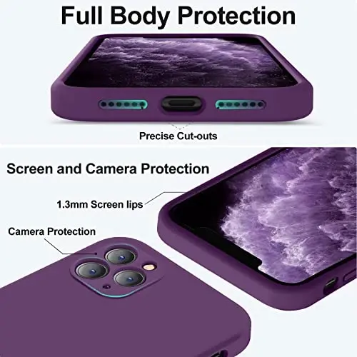 Vooii Compatible with iPhone 11 Pro Max Case, Upgraded Liquid Silicone with [Flat Edges] [Camera Protection] [Soft Anti-Scratch Microfiber Lining] Phone Case for iPhone 11 Pro Max - Grape - 4
