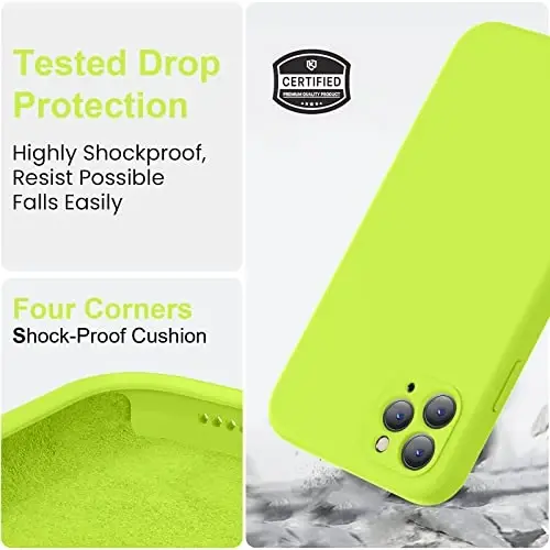 Vooii Compatible with iPhone 11 Pro Max Case, Upgraded Liquid Silicone with [Flat Edges] [Camera Protection] [Soft Anti-Scratch Microfiber Lining] Phone Case for iPhone 11 Pro Max-Fluorescent Green - 5