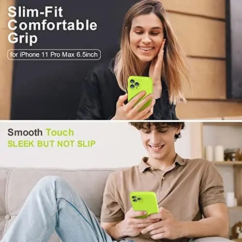 Vooii iPhone 11 Pro Max uchun g‘ilof bilan mos keladi, [Yassi qirralar] [Kamera himoyasi] [Yumshoq tirnalishga qarshi mikrofiber qoplama] bilan yangilangan suyuq silikon iPhone 11 Pro Max uchun telefon g‘ilofi - Floresan yashil - 2