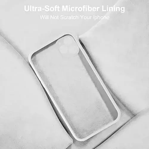 Vooii iPhone 11 Pro Max uchun g‘ilof, [Yumshoq tirnalishga qarshi mikrofiber astar] [Kamera himoyasi] [Tekis qirralar] iPhone 11 Pro Max uchun yangilangan suyuq silikon telefon g‘ilofi - Oq - 6