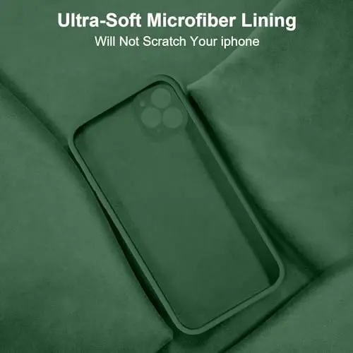 Vooii iPhone 11 Pro Max uchun g‘ilofi bilan mos, [Yassi qirralar] [Kamera himoyasi] [Yumshoq tirnalishga qarshi mikrofiber astar] bilan yangilangan suyuq silikon iPhone 11 Pro Max uchun telefon g‘ilofi - Yashil - 6