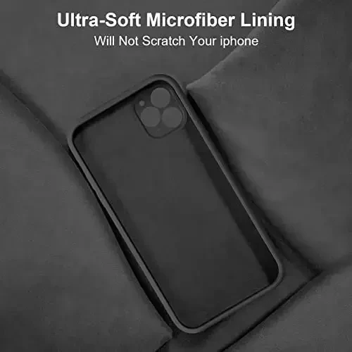 Vooii iPhone 11 Pro Max uchun mos keladigan g‘ilof, [Yassi qirralar] [Kamera himoyasi] [Yumshoq tirnalishga qarshi mikrofiber astar] bilan yangilangan suyuq silikon, iPhone 11 Pro Max uchun telefon g‘ilofi - Qora - 6