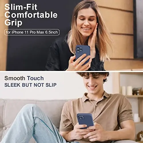 Vooii iPhone 11 Pro Max uchun mos keladigan g‘ilof, [Yassi qirralar] [Kamera himoyasi] [Yumshoq tirnalishga qarshi mikrofiber astar] bilan yangilangan suyuq silikon, iPhone 11 Pro Max uchun telefon g‘ilofi - To‘q ko‘k - 2