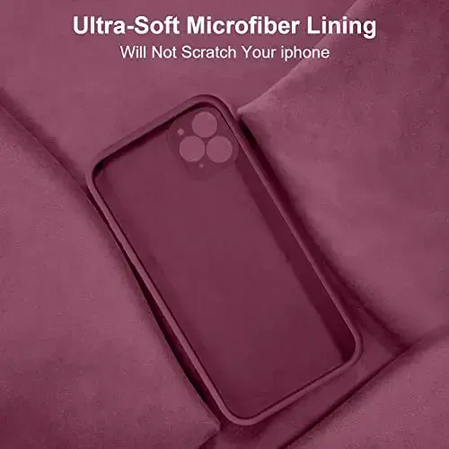 Vooii iPhone 11 Pro Max uchun mos keladigan g‘ilof, [Yassi qirralar] [Kamera himoyasi] [Yumshoq tirnalishga qarshi mikrofiber astar] bilan yangilangan suyuq silikon, iPhone 11 Pro Max uchun telefon g‘ilofi - WineRed - 6