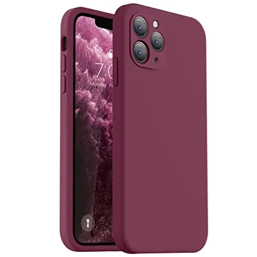 Vooii iPhone 11 Pro Max uchun mos keladigan g‘ilof, [Yassi qirralar] [Kamera himoyasi] [Yumshoq tirnalishga qarshi mikrofiber astar] bilan yangilangan suyuq silikon, iPhone 11 Pro Max uchun telefon g‘ilofi - WineRed 