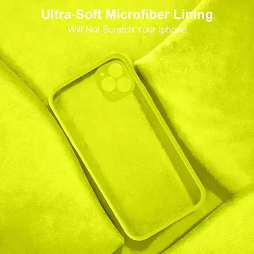 Vooii iPhone 11 Pro uchun g‘ilof bilan mos, [Yassi qirralar] [Kamera himoyasi] [Yumshoq tirnalishga qarshi mikrofiber qoplama] bilan yangilangan suyuq silikon, iPhone 11 Pro 5.8 dyuym uchun telefon g‘ilofi - Neon limon - 6