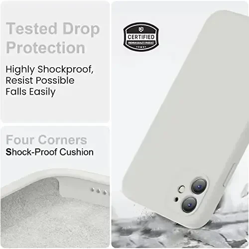 Vooii iPhone 11 uchun g'ilof bilan mos keladi, yangilangan suyuq silikon [Yassi qirralar] [Kamera himoyasi] [Yumshoq tirnalishga qarshi mikrofiber astar] iPhone 11 6.1 dyuym uchun telefon g'ilofi - Tosh - 5