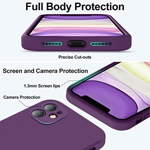 Vooii iPhone 11 uchun g‘ilof bilan mos keladi, [Yassi qirralar] [Kamera himoyasi] [Yumshoq tirnalishga qarshi mikrofiber astar] bilan yangilangan suyuq silikon iPhone 11 6.1 dyuym uchun telefon g‘ilofi - Uzum - 4