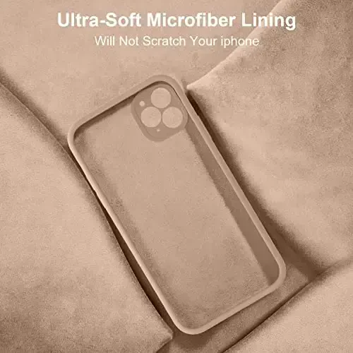 Vooii iPhone 11 uchun g‘ilof bilan mos, [Yassi qirralar] [Kamera himoyasi] [Yumshoq tirnalishga qarshi mikrofiber astar] bilan yangilangan suyuq silikon, iPhone 11 6.1 dyuym uchun telefon g‘ilofi - Och jigarrang - 6