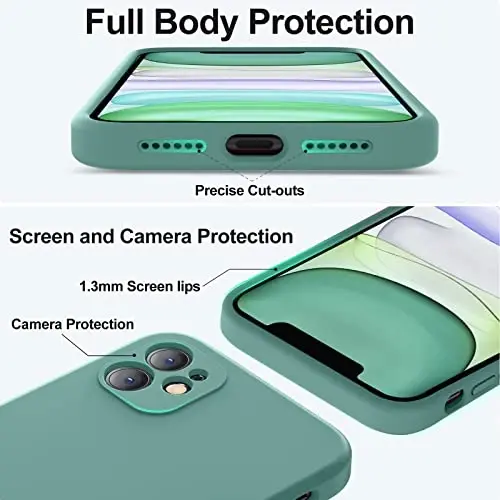 Vooii iPhone 11 uchun g‘ilof, yangilangan suyuq silikon [Yassi qirralar] [Kamera himoyasi] [Yumshoq tirnalishga qarshi mikrofiber astar] iPhone 11 6.1 dyuym uchun telefon g‘ilofi - qarag‘ay yashil - 4