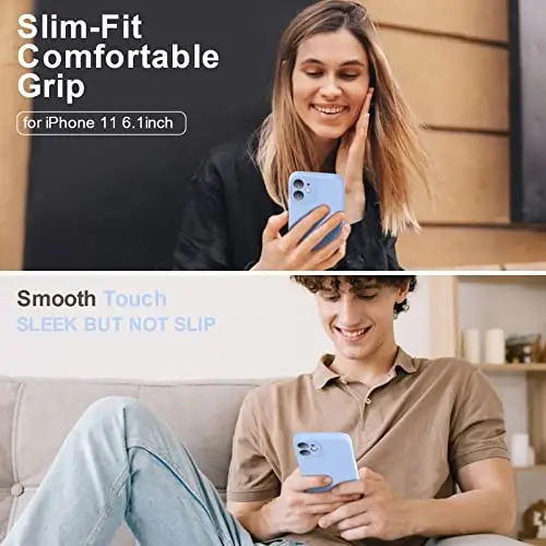 Vooii iPhone 11 uchun gʻilofi bilan mos keladi, yangilangan suyuq silikon [Yassi qirralar] [Kamera himoyasi] [Yumshoq tirnalishga qarshi mikrofiber qoplamasi] iPhone 11 6.1 dyuym uchun telefon gʻilofi - Ochiq koʻk - 2