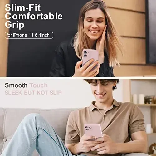 Vooii iPhone 11 uchun gʻilofi, [Yassi qirralar], [Kamera himoyasi], [Yumshoq tirnalishga qarshi mikrofiber astar] bilan yangilangan suyuq silikon iPhone 11 6.1 dyuym uchun telefon gʻilofi - Sand pushti - 2