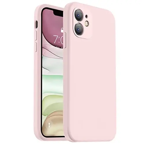 Vooii iPhone 11 uchun mos keladigan g'ilof, yangilangan suyuq silikon [Yassi qirralar] [Kamera himoyasi] [Yumshoq tirnalishga qarshi mikrofiber astar] iPhone 11 6.1 dyuym uchun telefon g'ilofi - Chalk Pink 