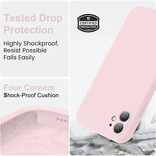 Vooii iPhone 11 uchun mos keladigan g'ilof, yangilangan suyuq silikon [Yassi qirralar] [Kamera himoyasi] [Yumshoq tirnalishga qarshi mikrofiber astar] iPhone 11 6.1 dyuym uchun telefon g'ilofi - Chalk Pink - 5