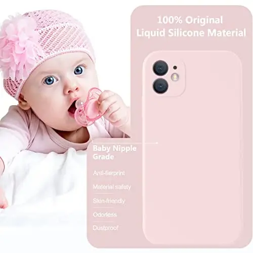 Vooii iPhone 11 uchun mos keladigan g'ilof, yangilangan suyuq silikon [Yassi qirralar] [Kamera himoyasi] [Yumshoq tirnalishga qarshi mikrofiber astar] iPhone 11 6.1 dyuym uchun telefon g'ilofi - Chalk Pink - 6