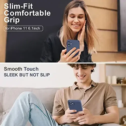 Vooii iPhone 11 uchun mos keladigan g'ilof, yangilangan suyuq silikon [Yassi qirralar] [Kamera himoyasi] [Yumshoq tirnalishga qarshi mikrofiber astar] iPhone 11 6.1 dyuym uchun telefon g'ilofi - To'q ko'k - 2