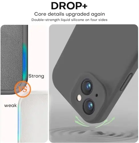 Vooii iPhone 11 uchun mos keladigan g'ilof, [Yassi qirralar] [Kamera himoyasi] [Yumshoq tirnalishga qarshi mikrofiber qoplamali] suyuq silikoni yangilandi, iPhone 11 6.1 dyuym uchun telefon g'ilofi - To'q kulrang - 4