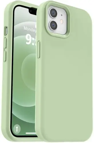 Vooii iPhone 12 Case/iPhone 12 Pro Case bilan mos keladi, Suyuq silikon yangilanish [Yumshoq tirnalishga qarshi mikrofiber astar] [Zarba o'tkazmaydigan tomchidan himoya] Telefon g'ilofi 6.1 dyuym - Matcha 