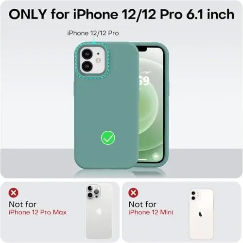 Vooii iPhone 12 Case/iPhone 12 Pro Case bilan mos keladi, Suyuq silikon yangilanish [Yumshoq tirnalishga qarshi mikrofiber astar] [Zarba o'tkazmaydigan tushishdan himoya] Telefon qutisi 6,1 dyuym - Qoraqarag'ay yashil - 5