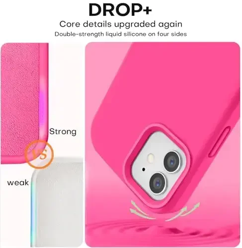 Vooii iPhone 12 Case/iPhone 12 Pro Case bilan mos keladi, Suyuq silikon yangilanishi [Yumshoq tirnalishga qarshi mikrofiber astar] [Zarba o'tkazmaydigan tushishdan himoya] Telefon qutisi 6,1 dyuym - To'q pushti - 4