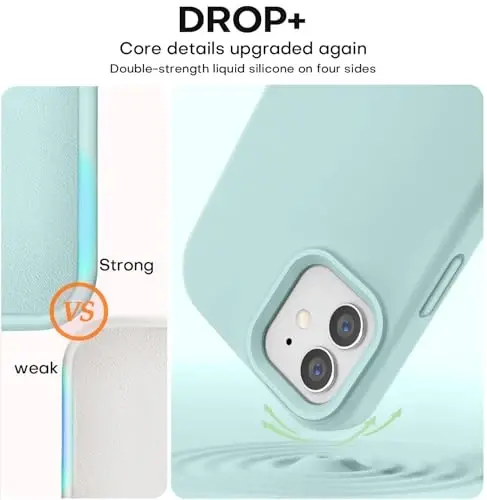 Vooii iPhone 12 Case/iPhone 12 Pro Case bilan mos keladi, Suyuq silikon yangilanishi [Yumshoq tirnalishga qarshi mikrofiber astar] [Zarbga chidamli tushishdan himoya] Telefon qutisi 6.1 dyuym - Mint - 4