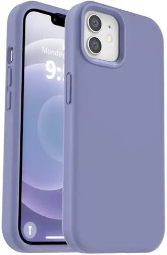 Vooii iPhone 12 Case/iPhone 12 Pro Case bilan mos, Suyuq silikon yangilanishi [Yumshoq tirnalishga qarshi mikrofiber astar] [Zarba o'tkazmaydigan tushishdan himoya] Telefon qutisi 6.1 dyuym - Lavanda kulrang 