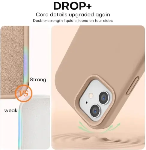 Vooii iPhone 12 Case/iPhone 12 Pro Case bilan mos, Suyuq silikon yangilanishi [Yumshoq tirnalishga qarshi mikrofiber astar] [Zarba o'tkazmaydigan tushishdan himoya] Telefon qutisi 6,1 dyuym - Och jigarrang - 4