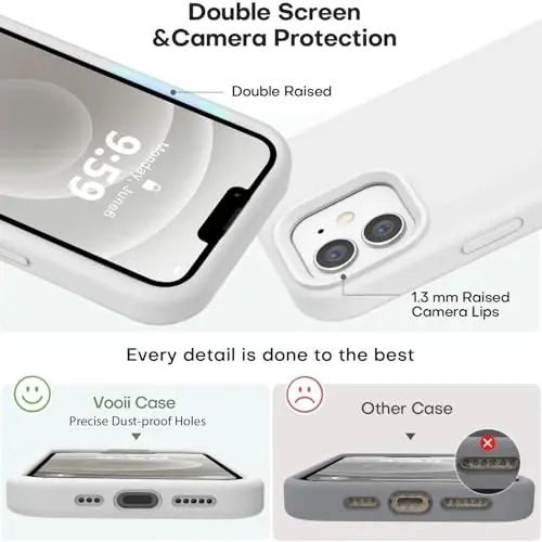 Vooii Compatible with iPhone 12 Case/iPhone 12 Pro Case, Liquid Silicone Upgrade [Soft Anti-Scratch Microfiber Lining] [Shockproof Drop Protection] Phone Case 6.1 inch - White - 3