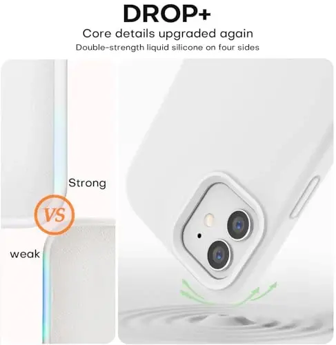 Vooii Compatible with iPhone 12 Case/iPhone 12 Pro Case, Liquid Silicone Upgrade [Soft Anti-Scratch Microfiber Lining] [Shockproof Drop Protection] Phone Case 6.1 inch - White - 4